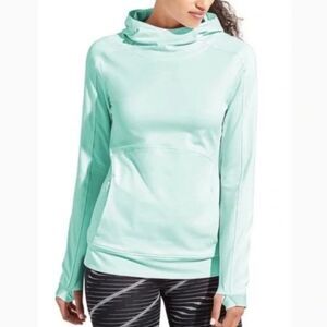 Athleta Light Blue Mint Green Reflective Stowe Workout Hoodie Size Small